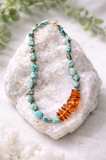Turquoise & Amber Necklace