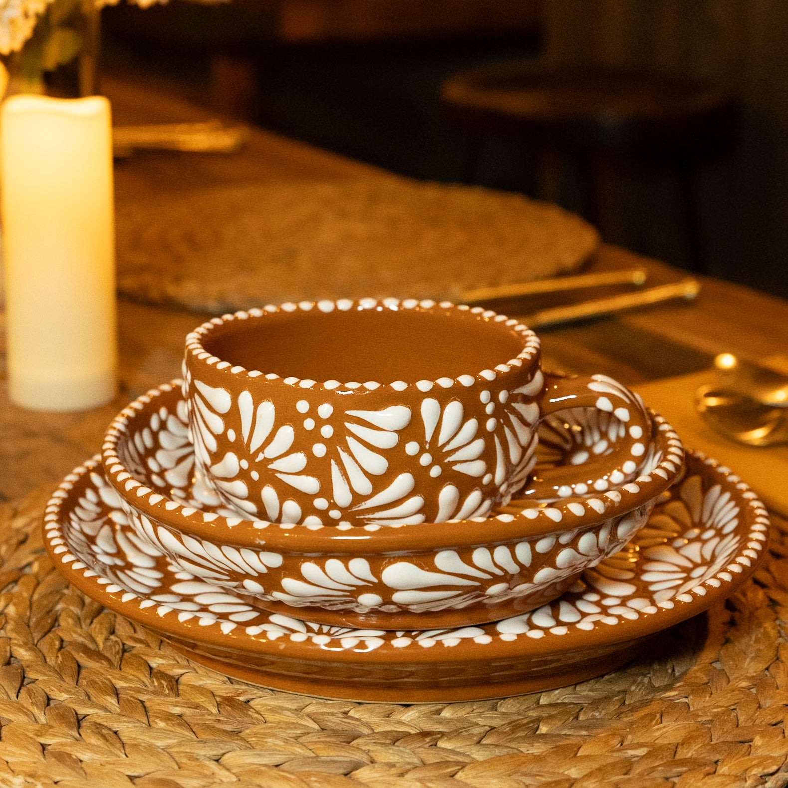 Cinnamon Brick Talavera Set