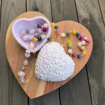 Lilac and White Heart Box