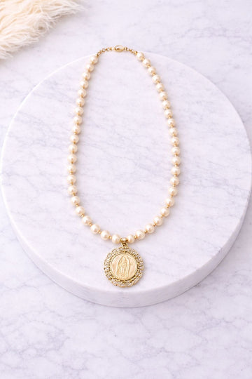 Pearl and Medallion Necklace