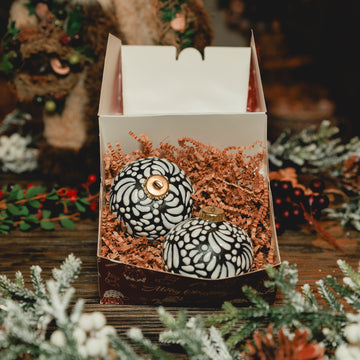 2 Black and White Talavera Ornaments (Big)