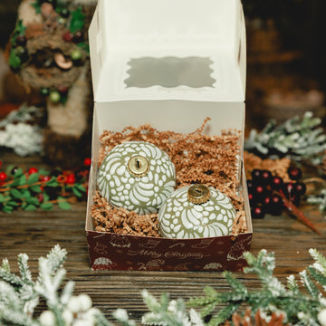 2 Olive and White Talavera Ornaments (Big)