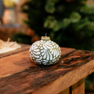 2 Olive and White Talavera Ornaments (Big)